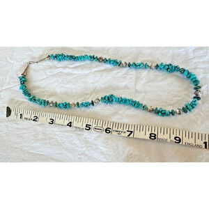 Vintage Old Pawn Silver Turquoise Necklace 21" Navajo 32 grams